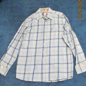 George Strait Wrangler Light Blue Plaid Long Sleeve Large Shirt